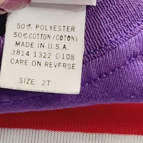 Vintage 80s 90s Circo Wide Striped Purple Red White Tshirt 2T - Picture 6 of 8